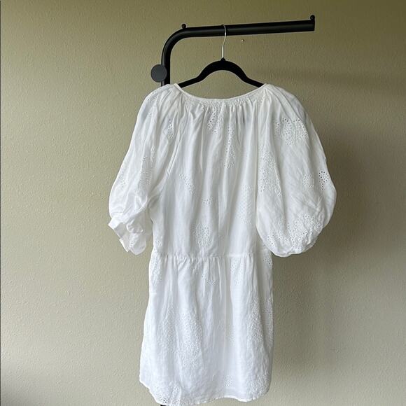 NWT FRAME White Eyelet Puff Sleeve Dress - size Large - Picture 12 of 14
